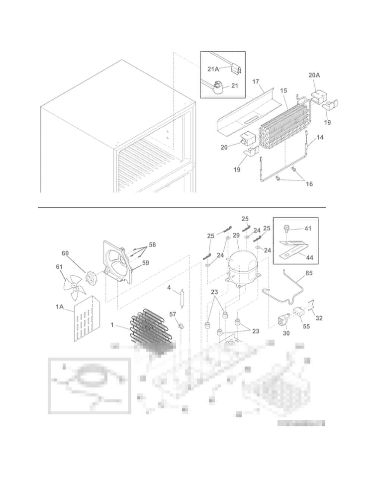 System Diagram and Parts List for FFTR2021QW0  Frigidaire Refrigerator
