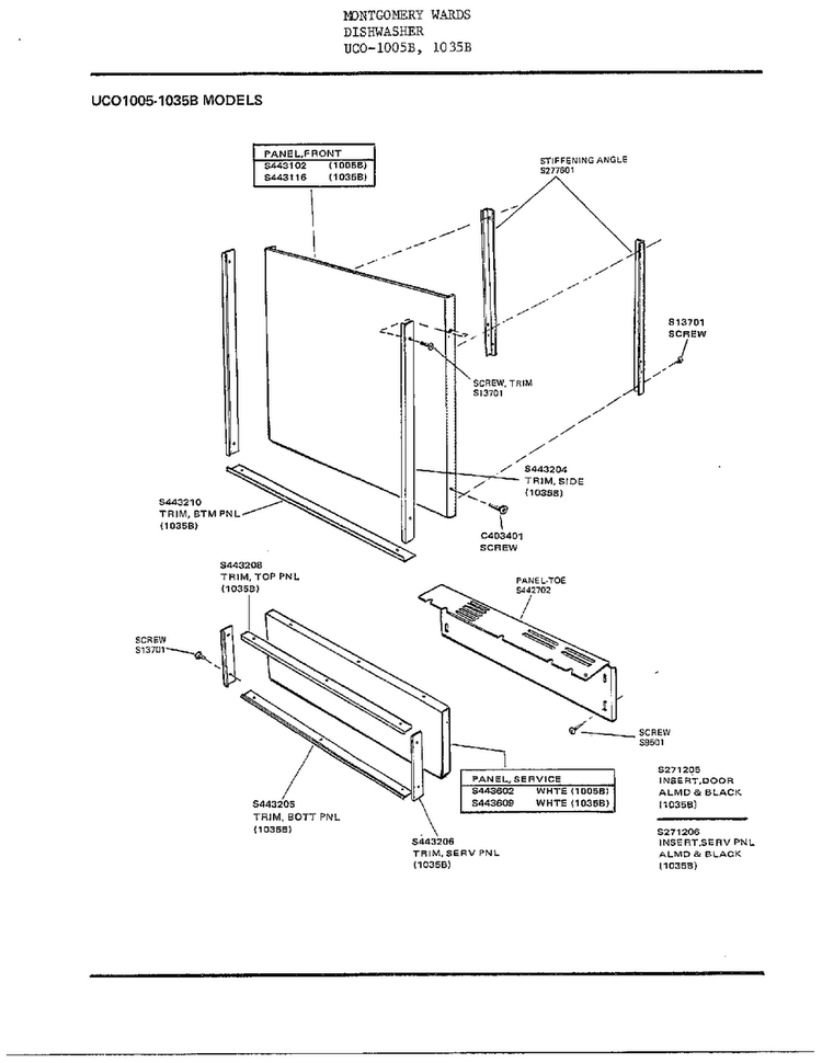 Dishwasher Page 2 Diagram and Parts List for 1005  Frigidaire Dishwasher