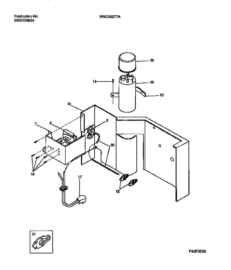 CONTROLS Diagram and Parts List for WAC052T7A5  Frigidaire Air Conditioner