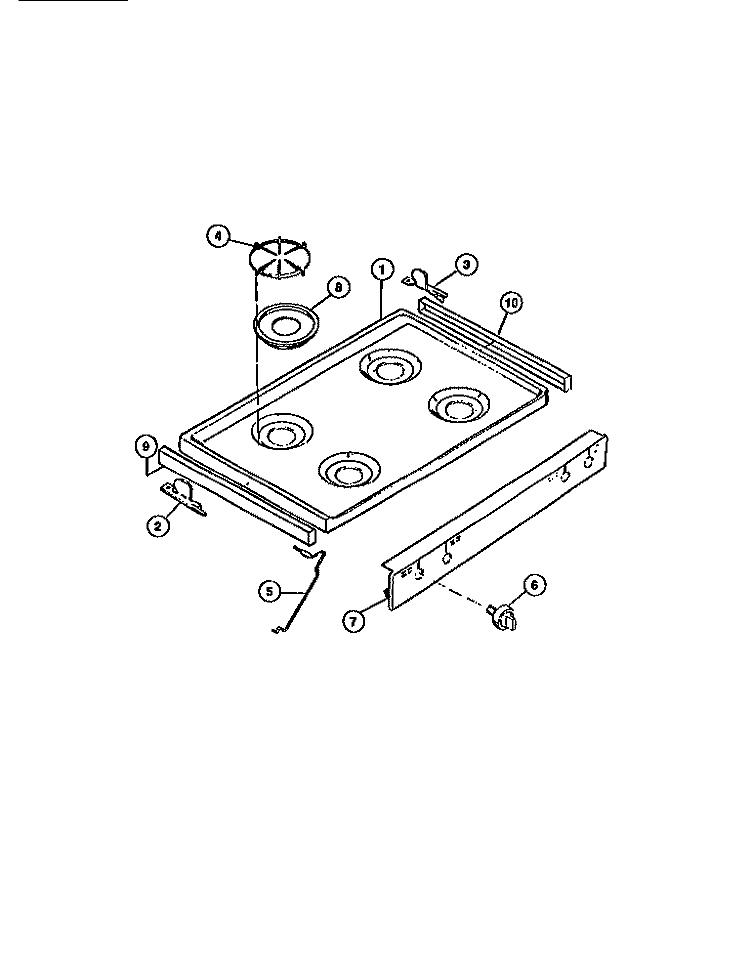 COOKTOP Diagram and Parts List for CGC4S8DXF  Gibson Range