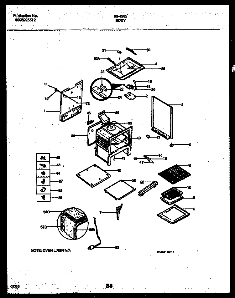 BODY PARTS Diagram and Parts List for 30-4282-00-01  Tappan Range