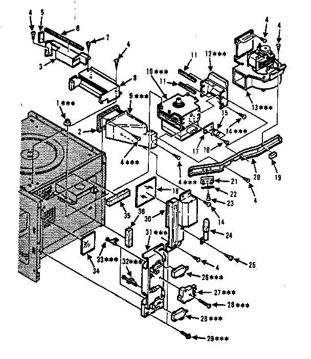 Switches And Microwave Parts Diagram and Parts List for 5648775380  Kenmore Microwave
