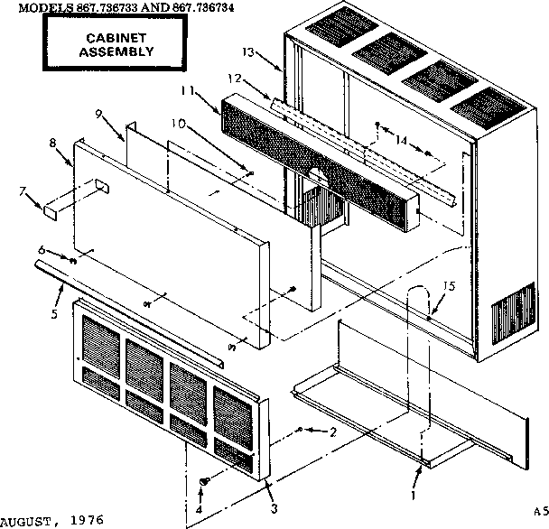 Cabinet assembly Diagram and Parts List for 867736734  Frigidaire Furnace