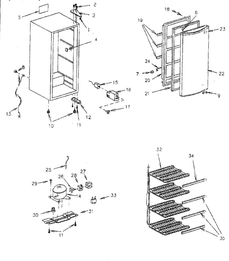 Cabinet Parts Diagram and Parts List for 56425702500  Kenmore Freezer