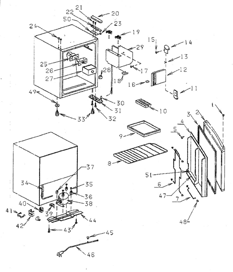 Refrigerator Diagram and Parts List for 56491179400  Kenmore Refrigerator