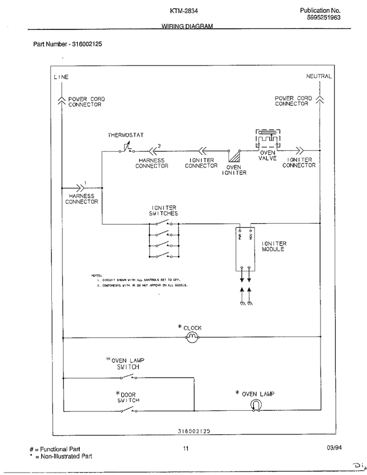Wiring Diagram Diagram and Parts List for 2834-80B  Frigidaire Range