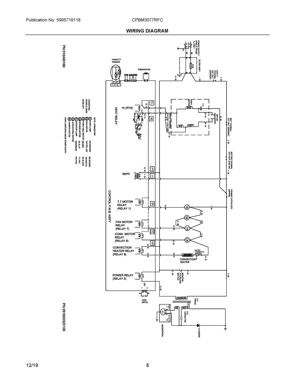 Wiring Diagram Diagram and Parts List for CPBM3077RFC  Frigidaire Range