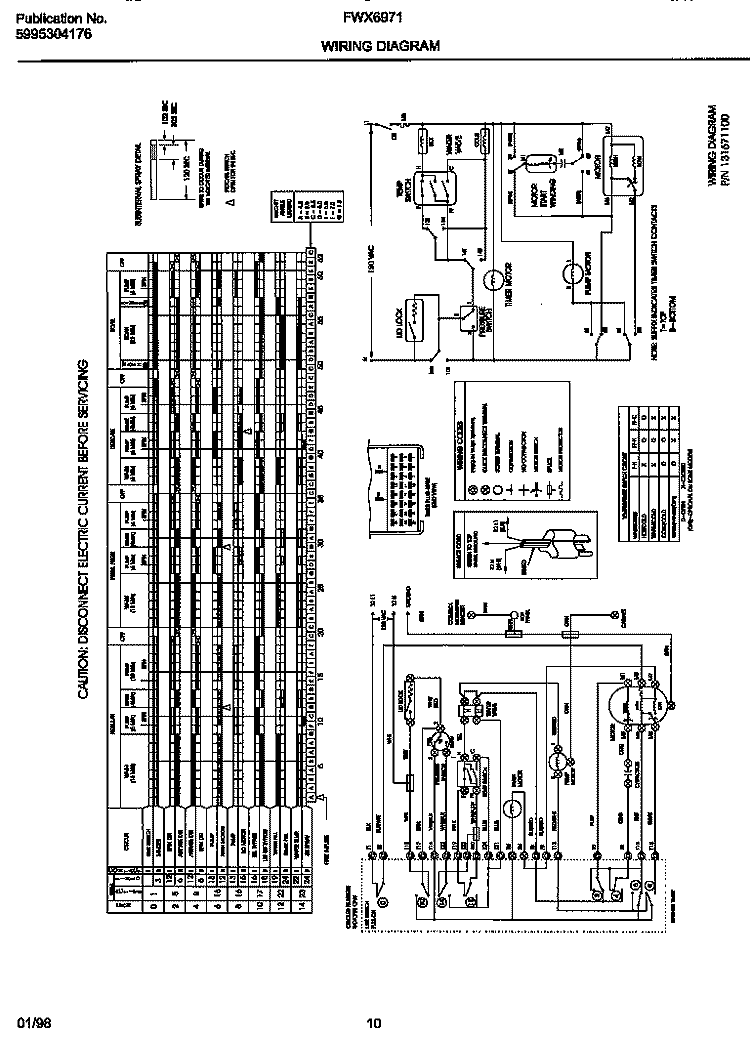 WIRING DIAGRAM Diagram and Parts List for FWX6971EW2  Frigidaire Washer