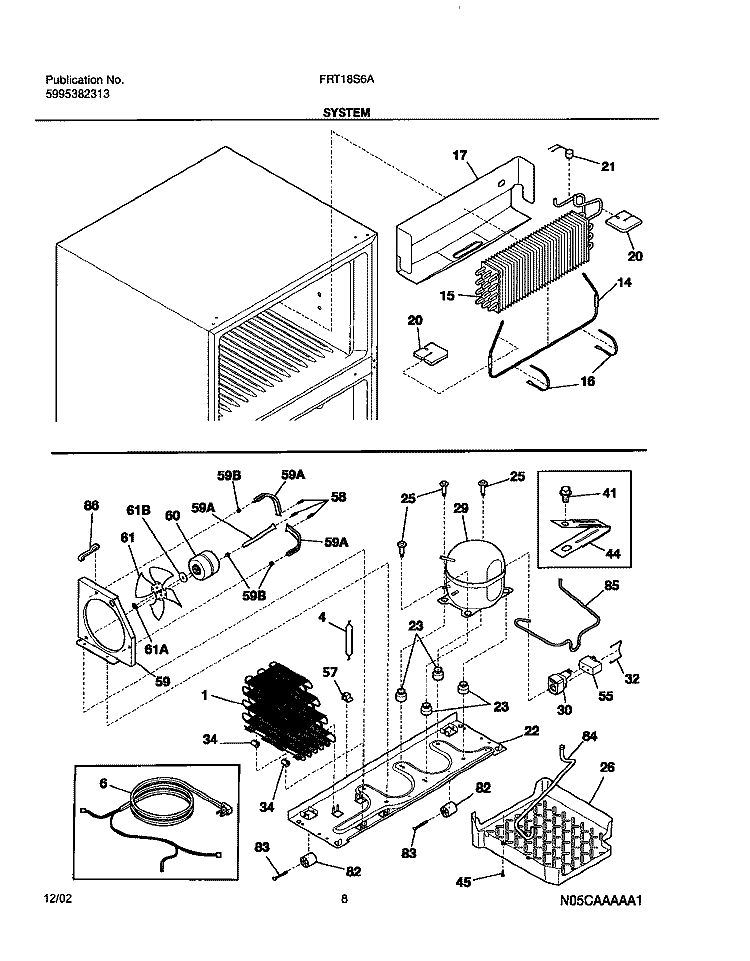 SYSTEM Diagram and Parts List for FRT18S6AQ6  Frigidaire Refrigerator