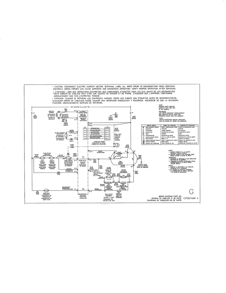 Wiring Diagram Diagram and Parts List for FASE7021NW0  Frigidaire Dryer