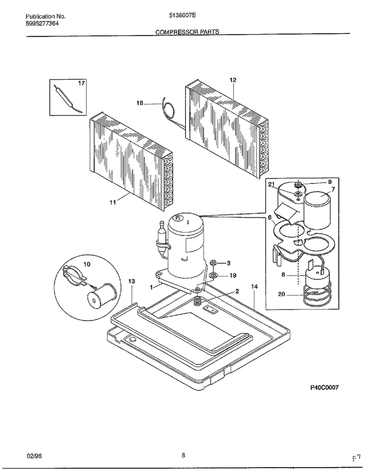 Compressor Parts Diagram and Parts List for 5138007E  Frigidaire Air Conditioner