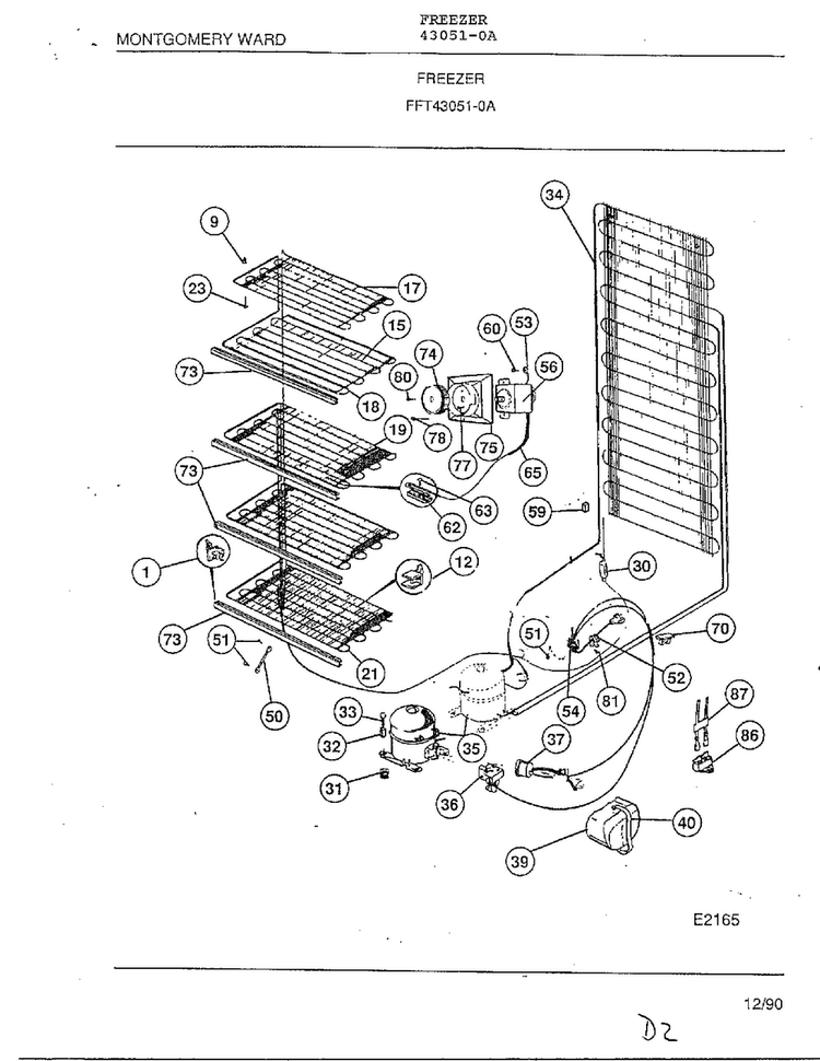 Freezer Page 5 Diagram and Parts List for 43051-0A  Frigidaire Freezer