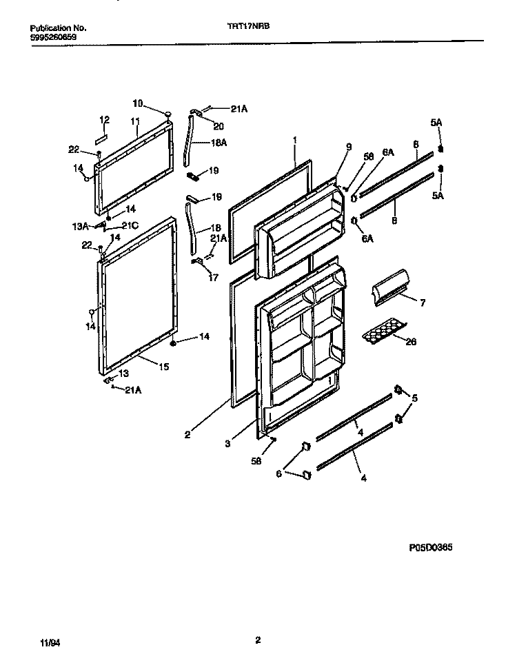 DOOR SECTION Diagram and Parts List for TRT17NRBW0  Tappan Refrigerator