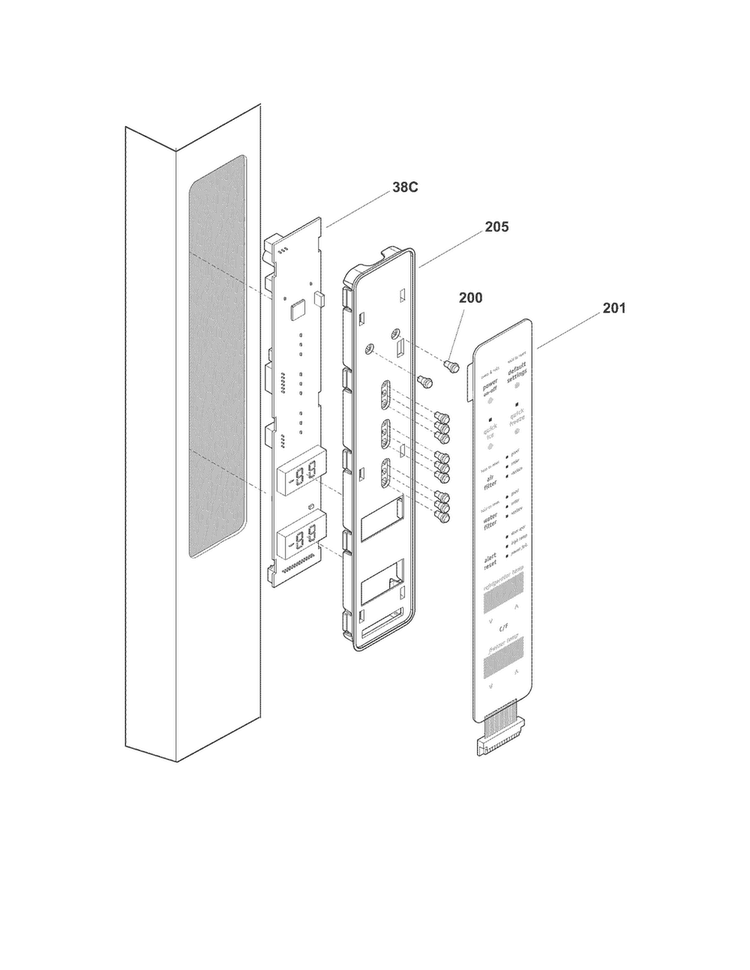 Controls Diagram and Parts List for FPHG2399MF7  Frigidaire Refrigerator