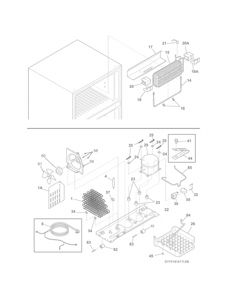 System Diagram and Parts List for 25360419412  Kenmore Refrigerator
