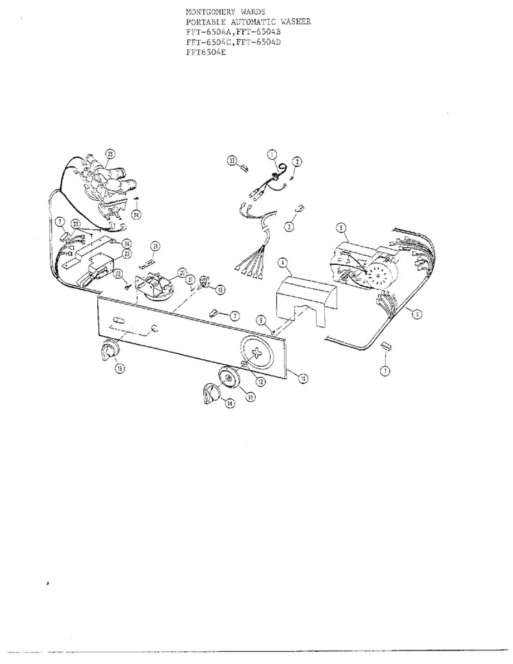 Console And Controls Diagram and Parts List for 6504E  Frigidaire Washer
