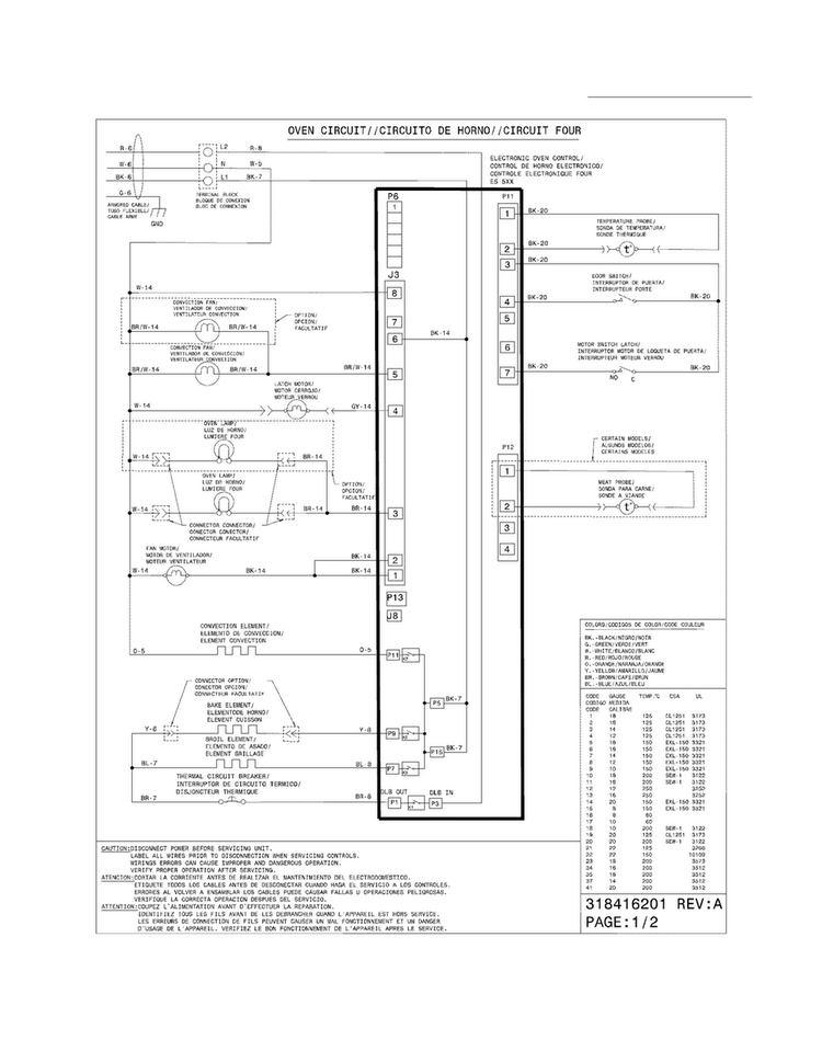 Wiring Diagram Diagram and Parts List for FGET2745KBB  Frigidaire Wall Oven