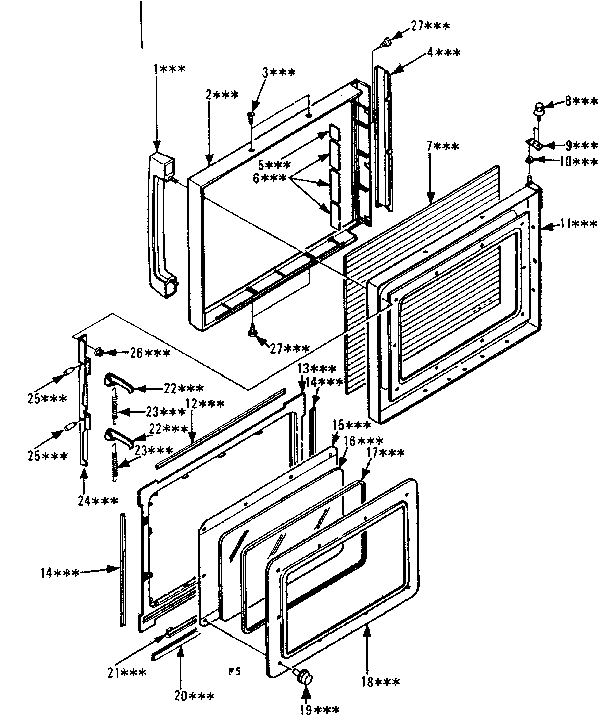 Door Parts Diagram and Parts List for 5648668611  Kenmore Microwave