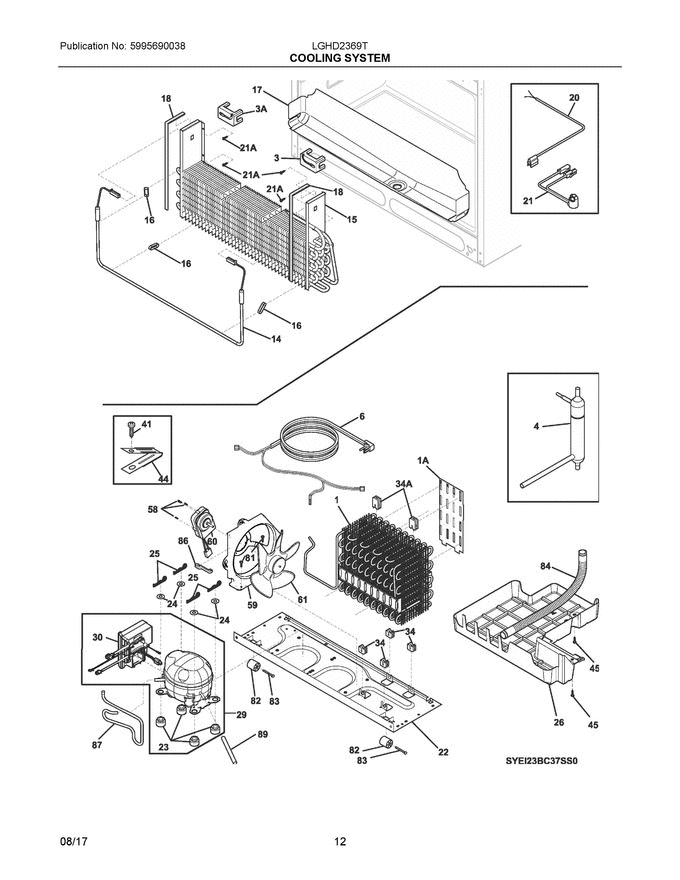 06 - Cooling System Diagram and Parts List for LGHD2369TD0  Frigidaire Refrigerator