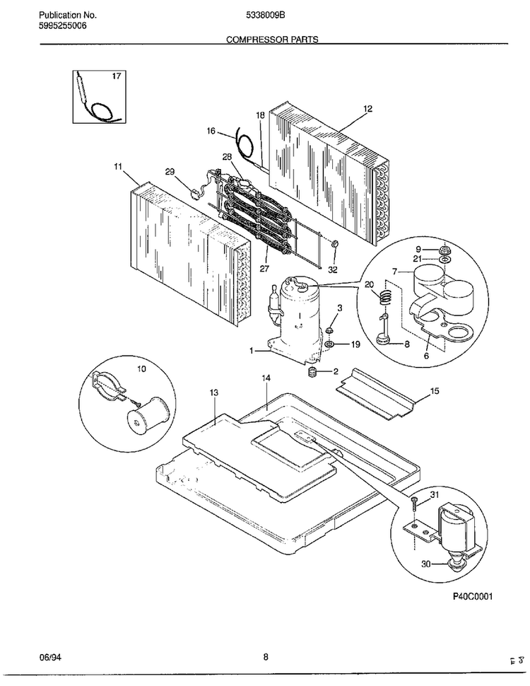 Compressor Parts Diagram and Parts List for 5338009B  Frigidaire Air Conditioner
