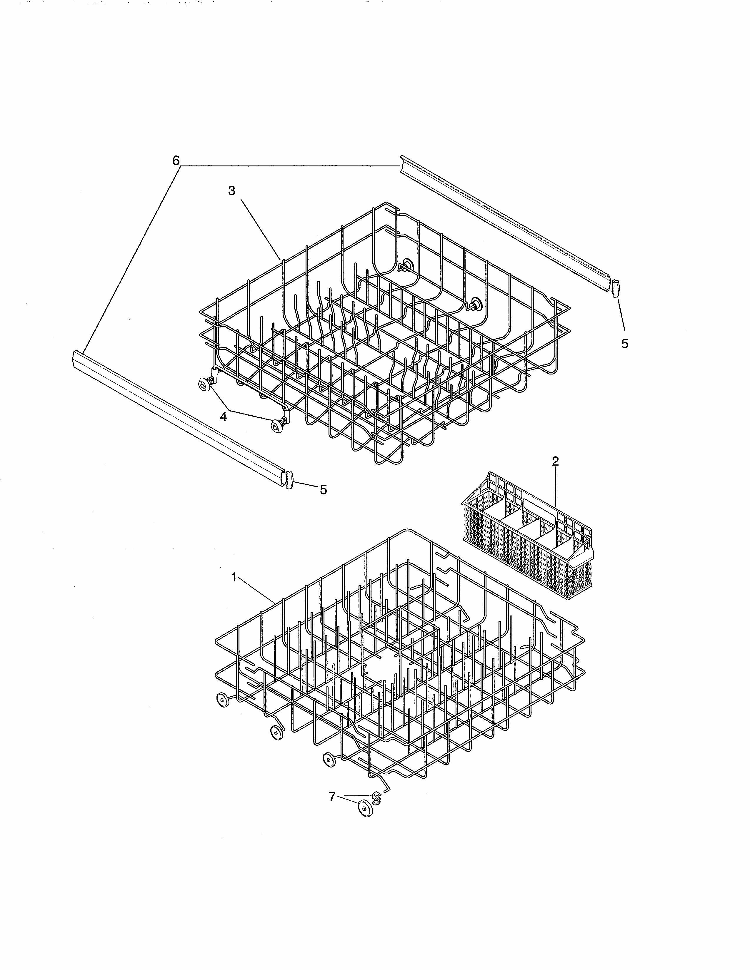 Racks Diagram and Parts List for 58714013411B  Kenmore Dishwasher