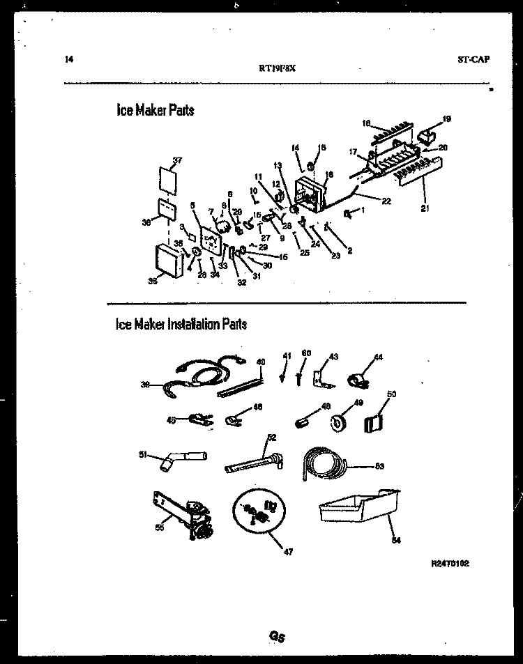 ICE MAKER / INSTALLATION Diagram and Parts List for RT19F8YX3B  Gibson Refrigerator