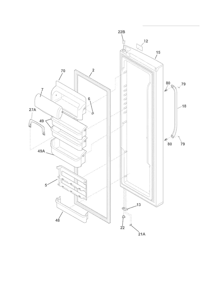Refrigerator Door Diagram and Parts List for FGHC2342LF3  Frigidaire Refrigerator