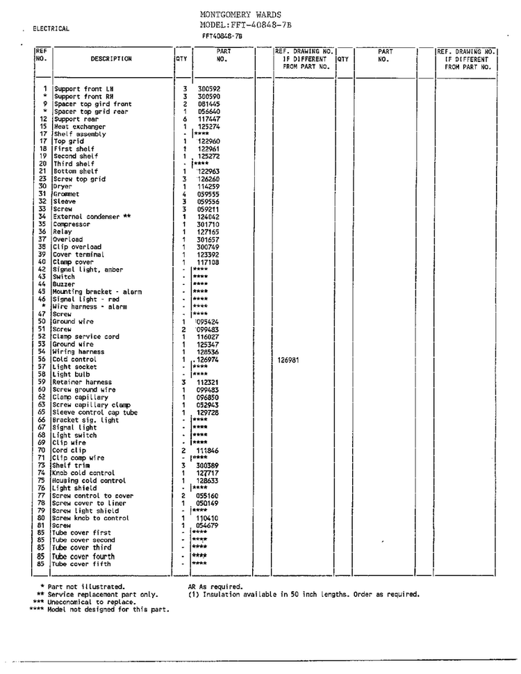 Electrical Systems Page 2 Diagram and Parts List for 40848-7B  Frigidaire Freezer