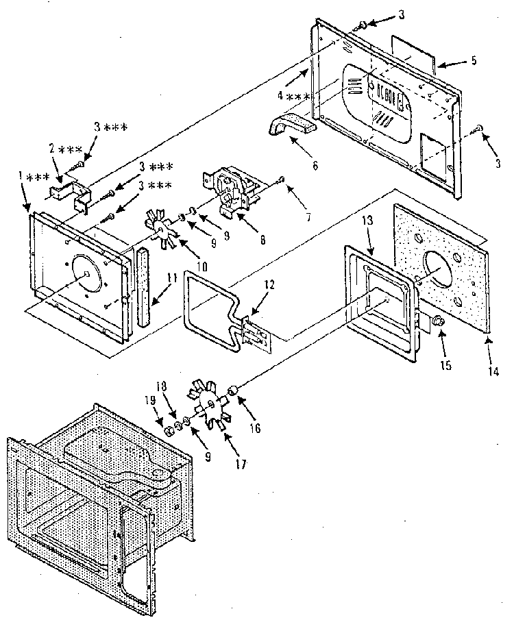Cavity Parts-b Diagram and Parts List for 5648996380  Kenmore Microwave