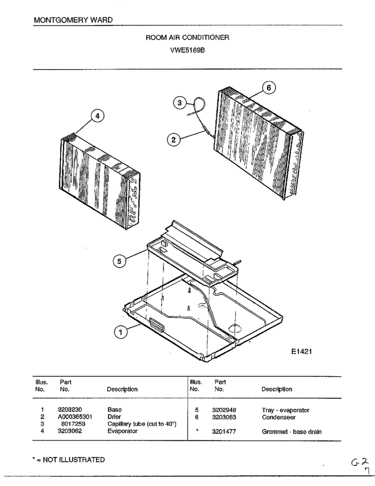 Room Air Conditioner Page 4 Diagram and Parts List for 5169B  Frigidaire Air Conditioner