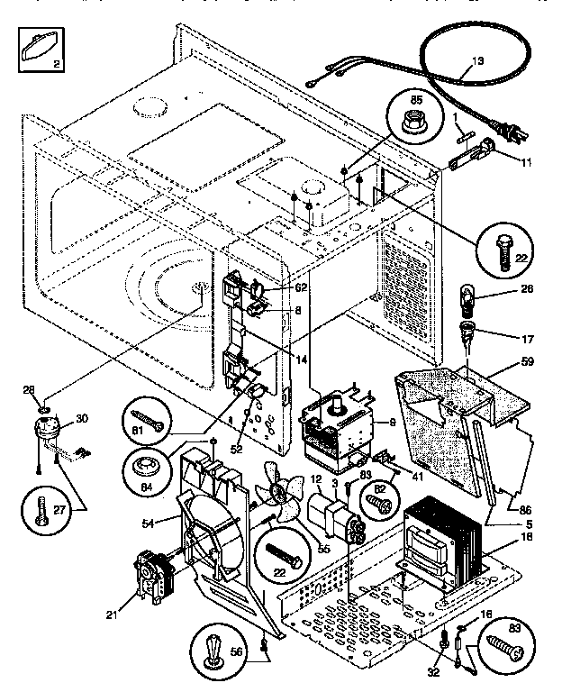Functional Diagram and Parts List for SMS138T1(941354509)  Tappan Microwave