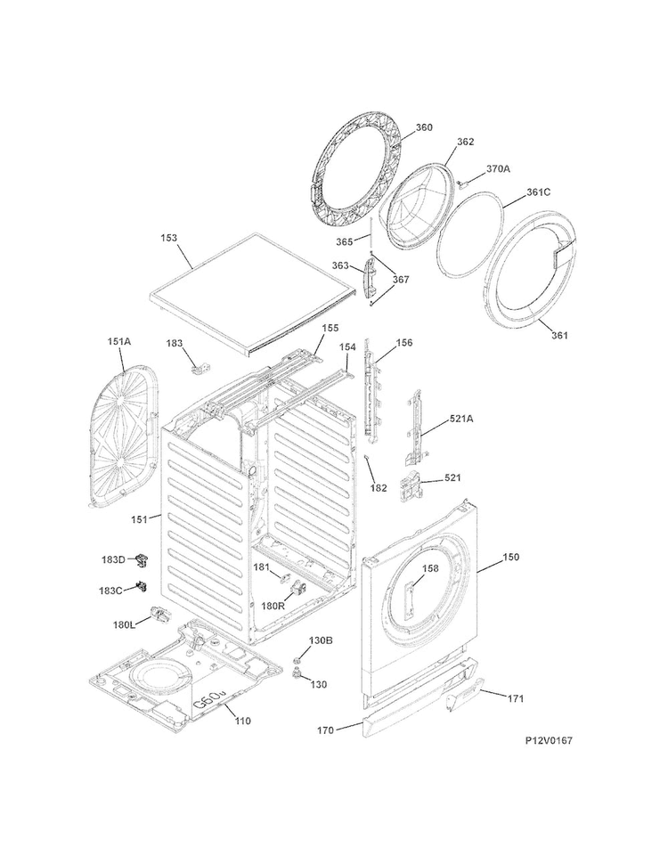 Cabinet/top Diagram and Parts List for EIFLS20QSW00  Electrolux Washer