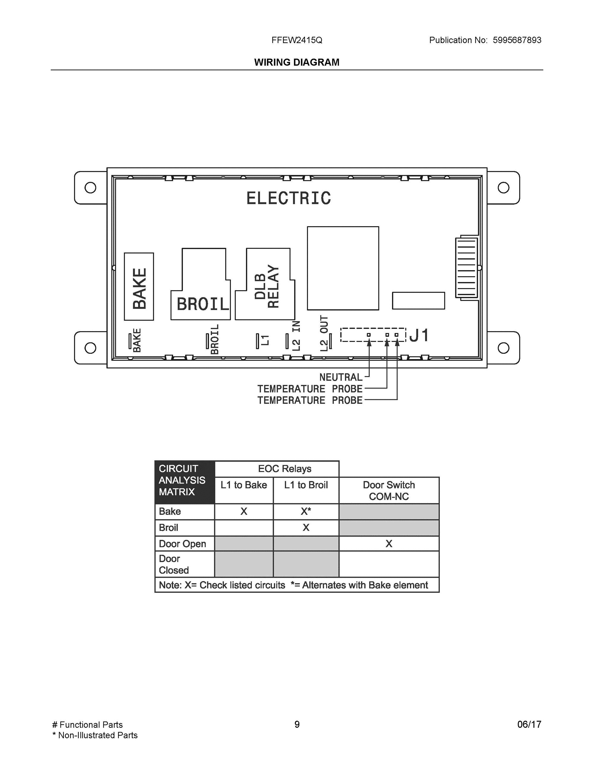 06 - WIRING DIAGRAM Diagram and Parts List for FFEW2415QBB  Frigidaire Wall Oven