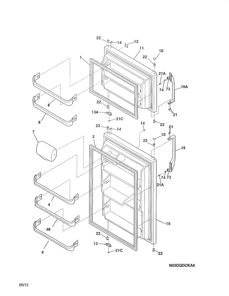 Door Diagram and Parts List for 25368809017  Kenmore Refrigerator