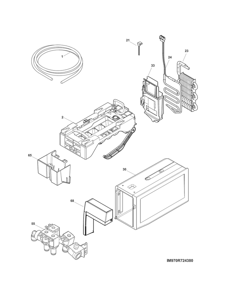 Ice Maker Diagram and Parts List for 25370443412  Kenmore Refrigerator