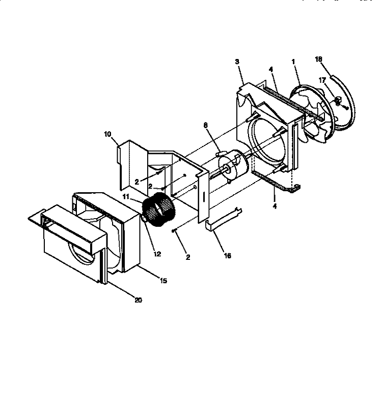 AIR HANDLING PARTS Diagram and Parts List for WAC063T7A5  Frigidaire Air Conditioner