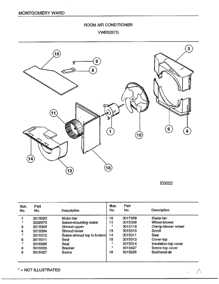 Room Air Conditioner Page 4 Diagram and Parts List for 5257G  Frigidaire Air Conditioner