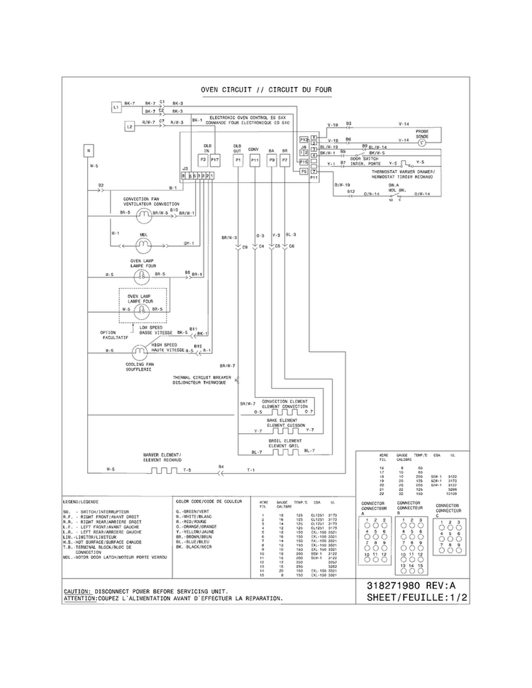Wiring Diagram Diagram and Parts List for PLCS389ECI  Frigidaire Range