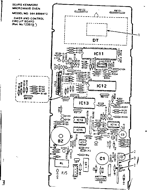 Power And Control Circuit Board Part No 12351r Diagram and Parts List for 5648898410  Kenmore Microwave