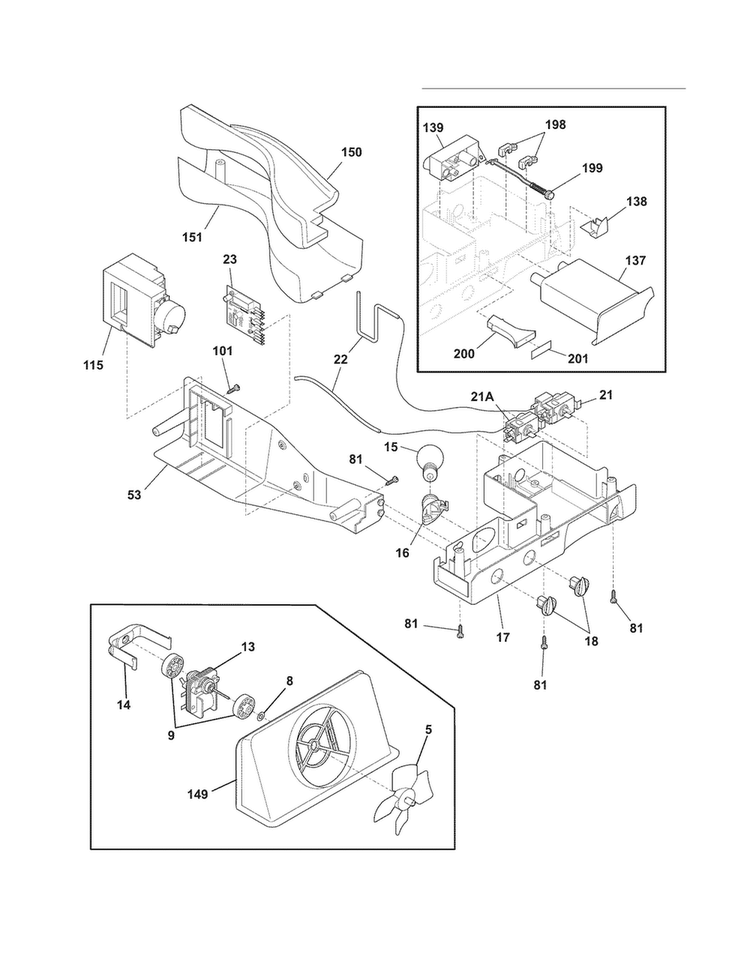 Controls Diagram and Parts List for FRS6LF7JS8  Frigidaire Refrigerator