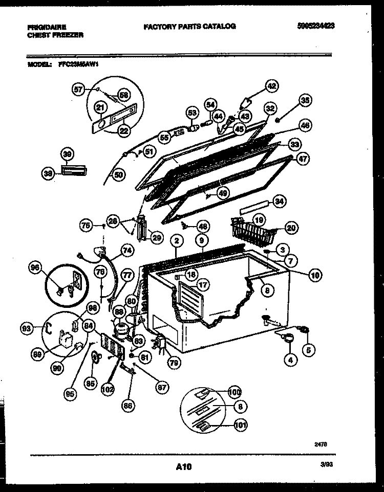 CHEST FREEZER PARTS Diagram and Parts List for FFC23M5AW1  Frigidaire Freezer