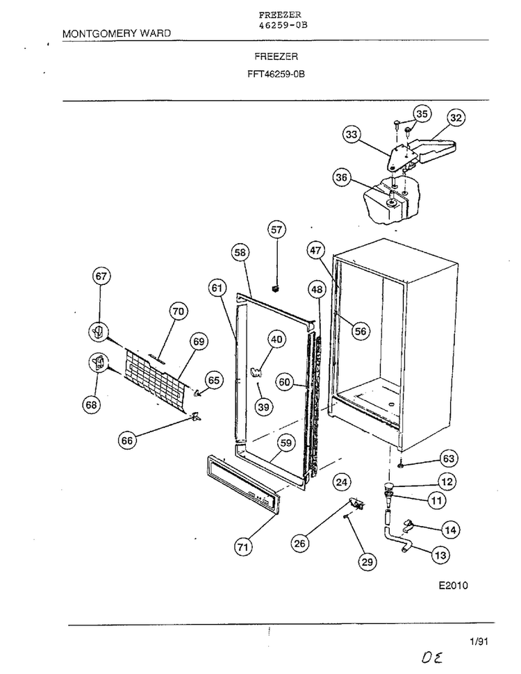 Freezer Page 3 Diagram and Parts List for 46259-0B  Frigidaire Freezer
