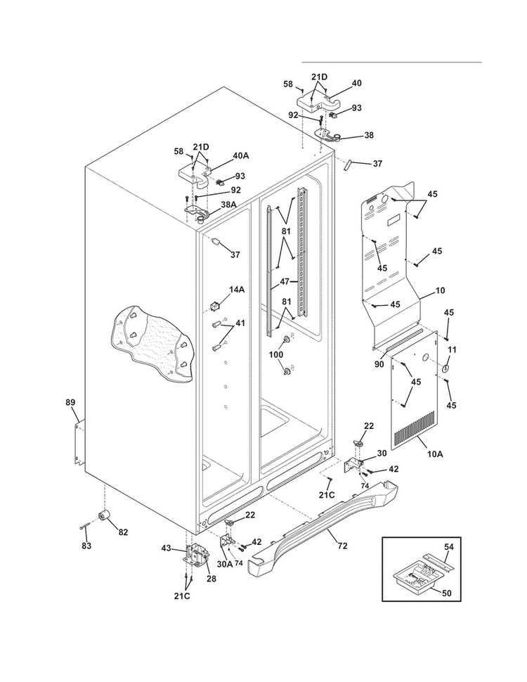 Cabinet Diagram and Parts List for EW26SS70IS6  Electrolux Refrigerator