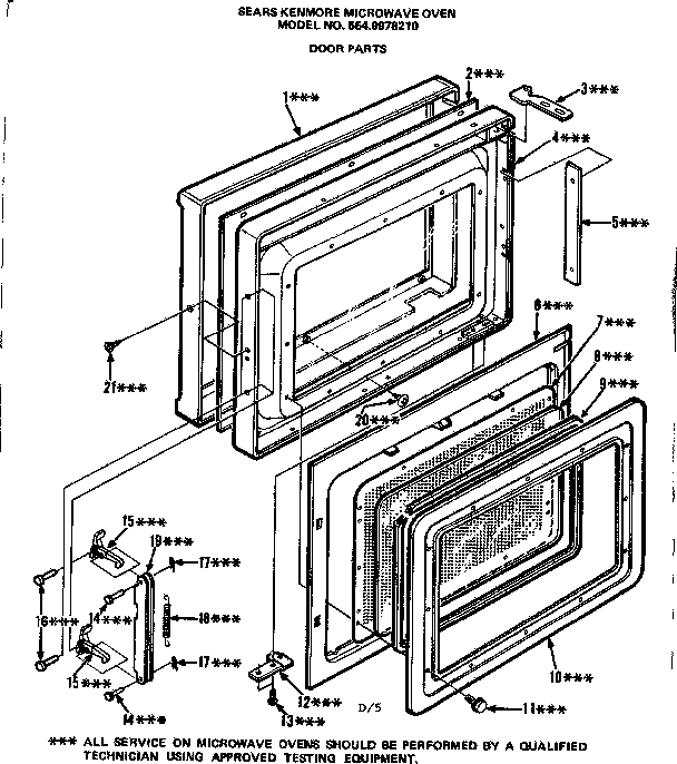Door Parts Diagram and Parts List for 5649978210  Kenmore Microwave