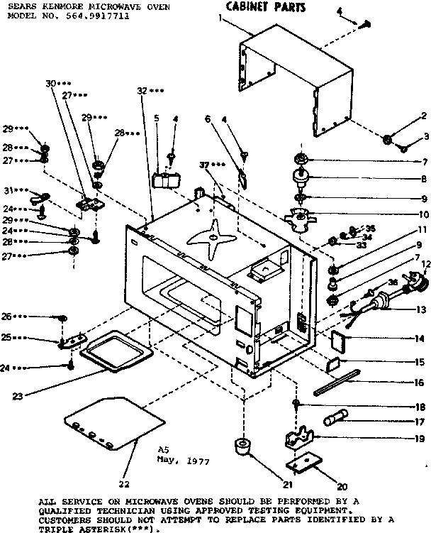 Cabinet Parts Diagram and Parts List for 5649917711  Kenmore Microwave