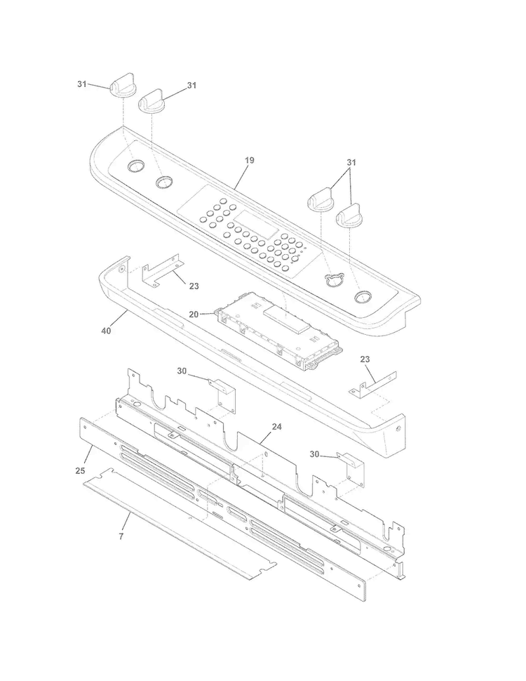Backguard Diagram and Parts List for FPGS3085PFA  Frigidaire Range