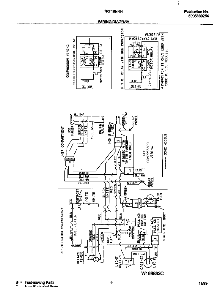 WIRING DIAGRAM Diagram and Parts List for TRT16NRHW1  Tappan Refrigerator