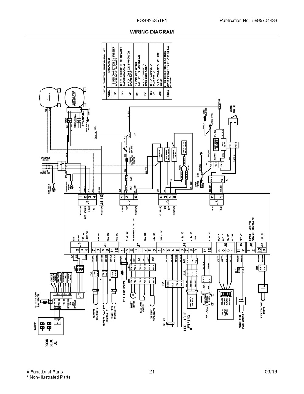 Wiring Diagram Diagram and Parts List for FGSS2635TF1  Frigidaire Refrigerator