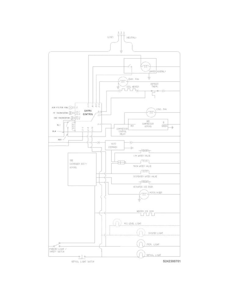 Wiring Schematic Diagram and Parts List for FFHS2622MSL  Frigidaire Refrigerator