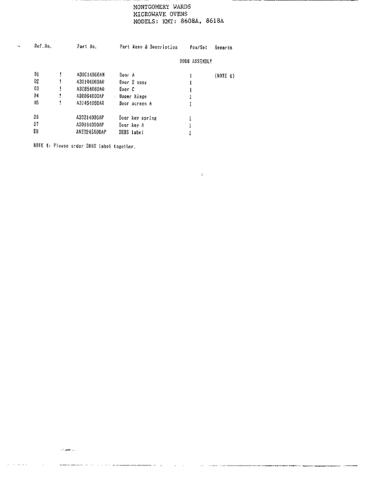 Microwave Oven Complete Page 7 Diagram and Parts List for 8608A  Frigidaire Microwave